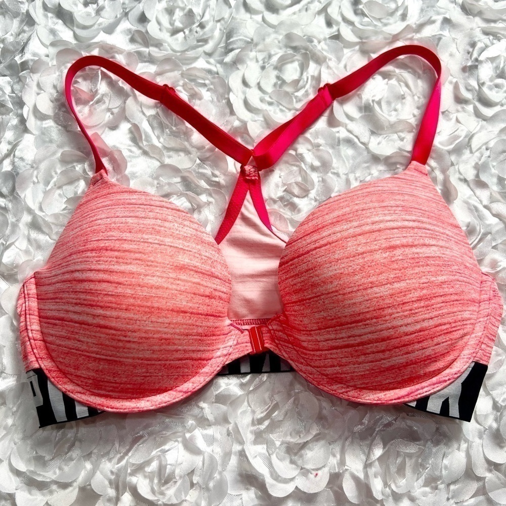 NWOT Victoria's Secret Pink Logo Racerback Push-Up Bra - Size 34D